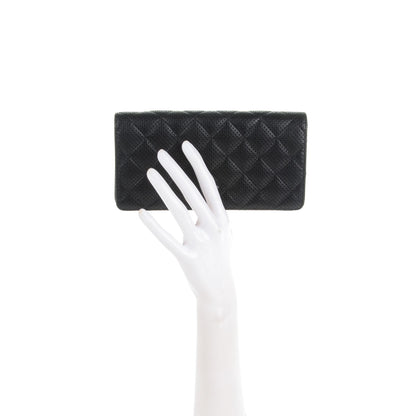 Chanel Lambskin Perforated Yen Wallet Black 2 of 8
