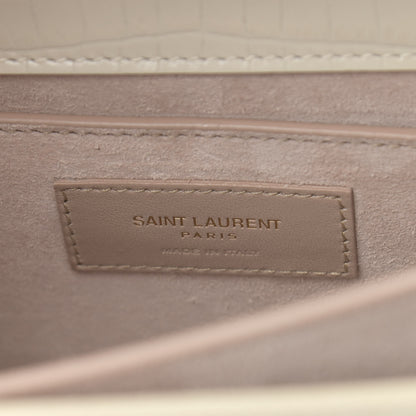 Saint Laurent Calfskin Crocodile Embossed Medium Monogram Sunset Blanc Vintage 6 of 11