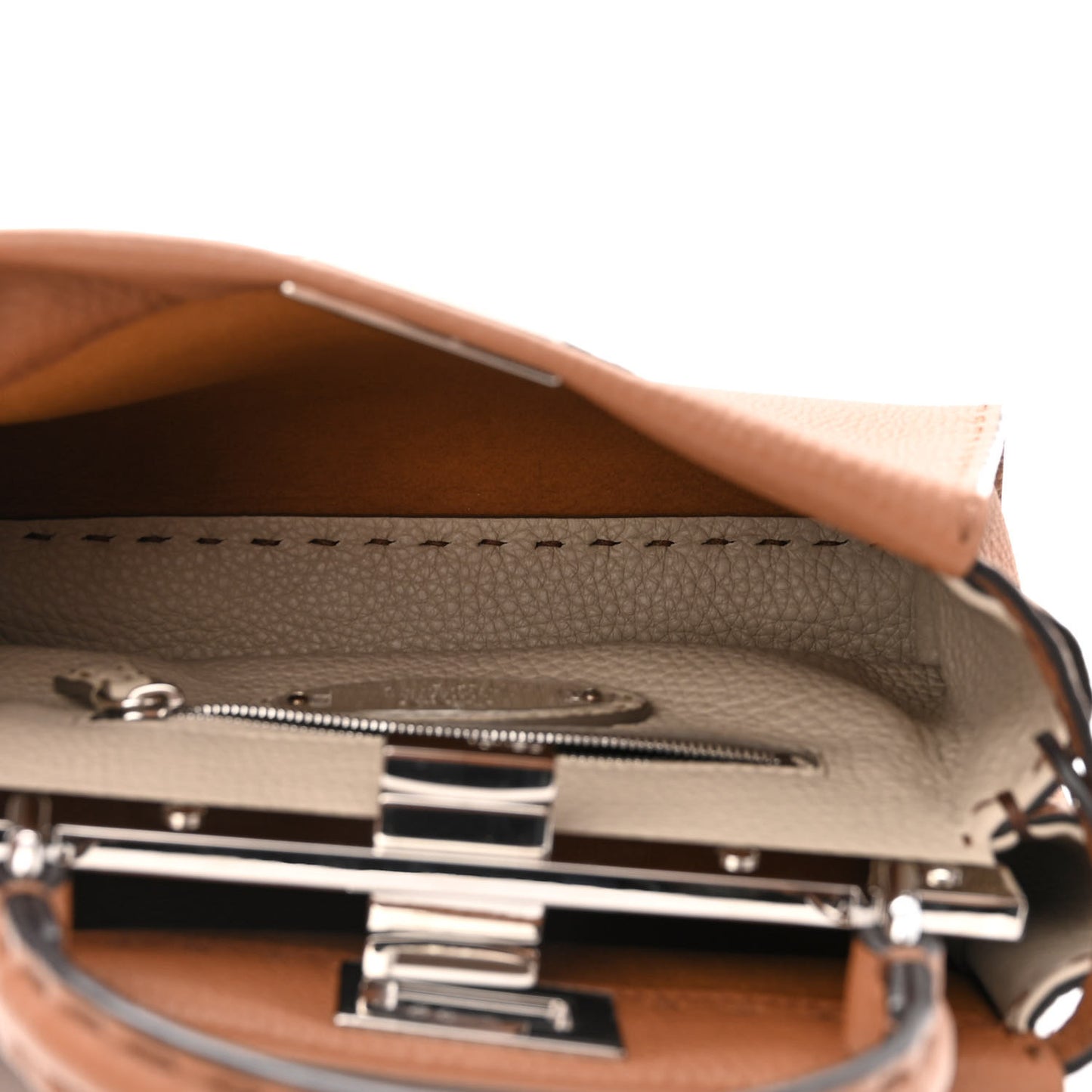 Cuoio Romano Selleria Bi-Color Mini Peekaboo Iconic Satchel Mou Milk