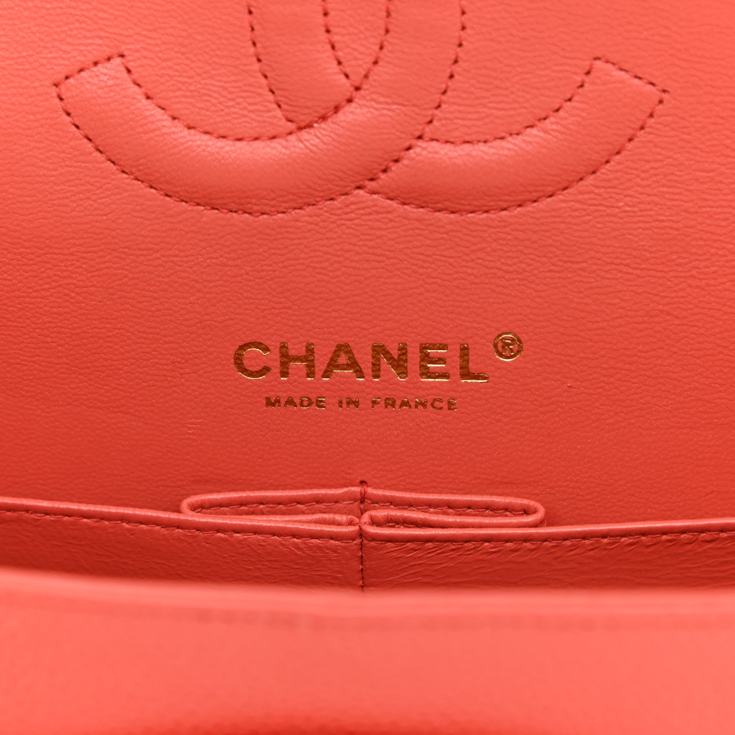 Caviar Quilted Medium Double Flap Light Red