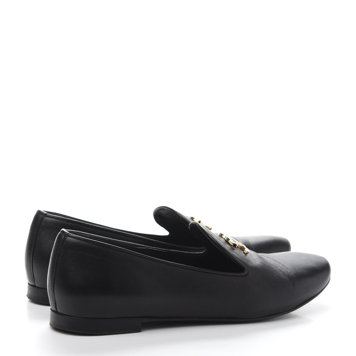 Chanel Enamel Pearl Crystal Lambskin Womens CC Mocassin Loafers 36.5 Black 4 of 10