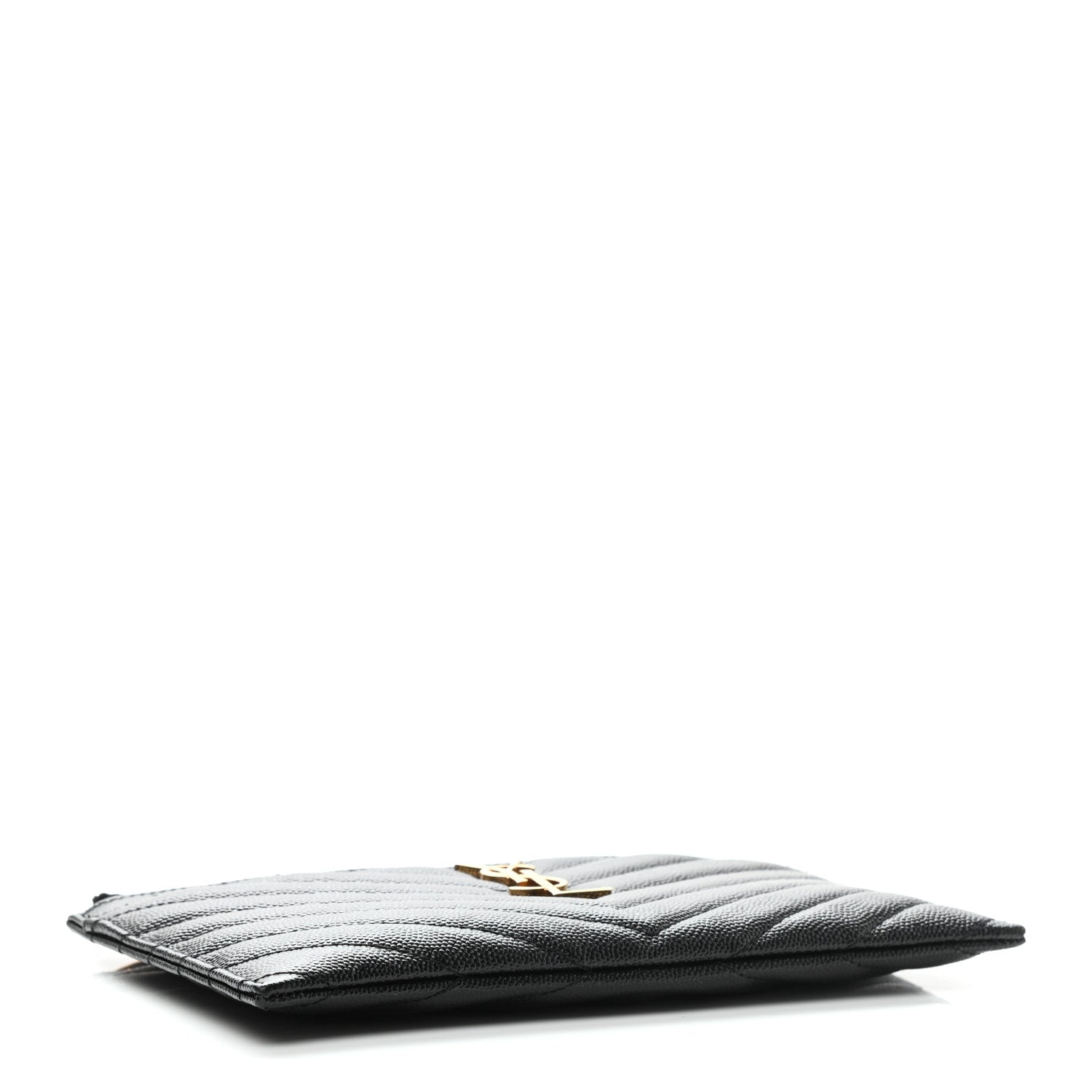 Saint Laurent Grain De Poudre Chevron Monogram Bill Pouch Black 4 of 9