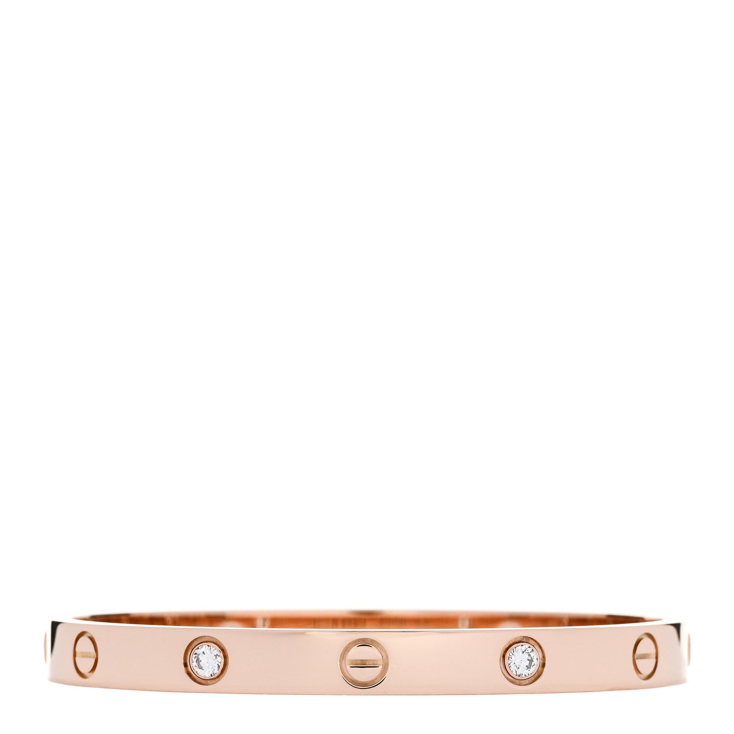 Cartier 18K Pink Gold 4 Diamond LOVE Bracelet 17 2 of 8