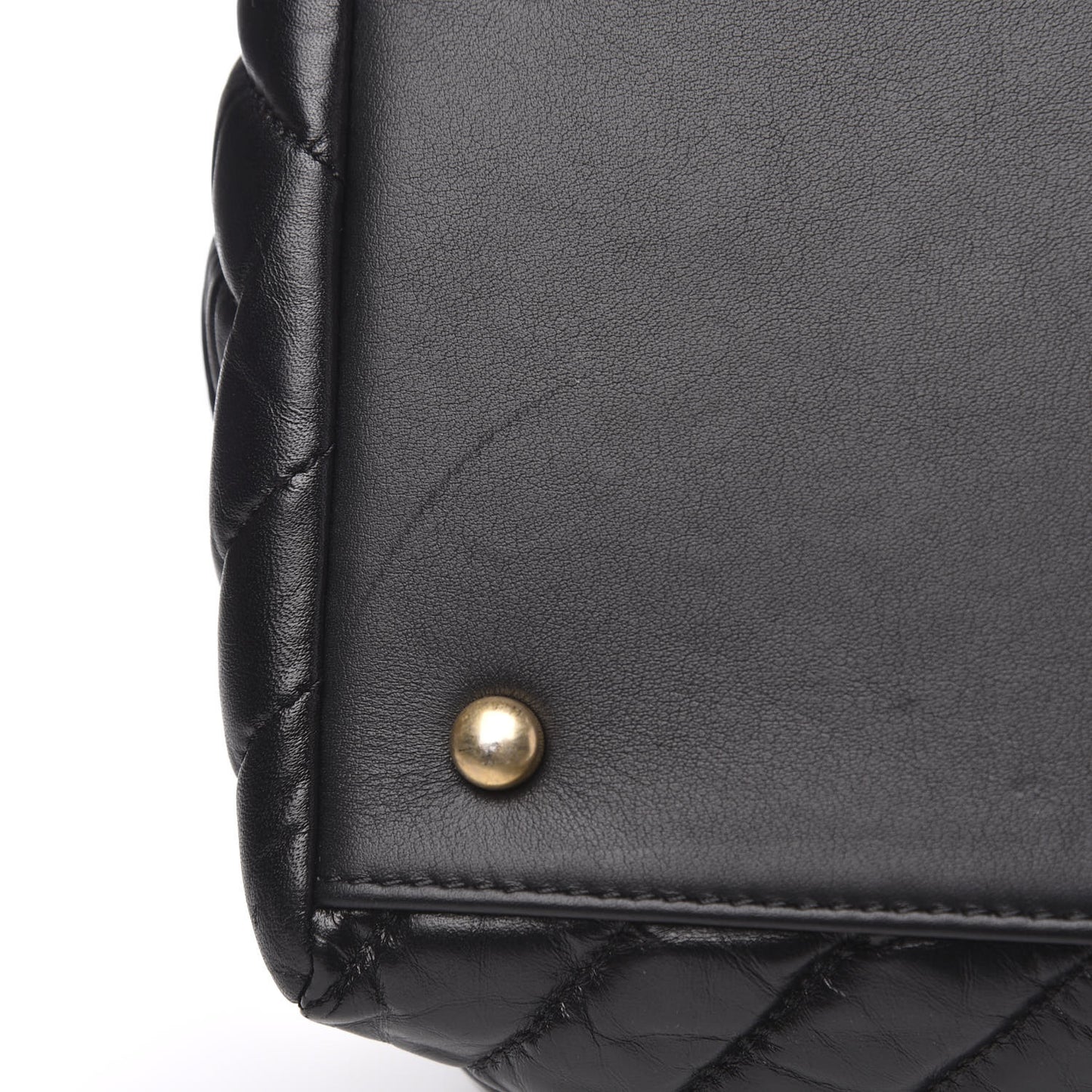 Aged Calfskin Chevron Large Coco Handle Shopping Tote Black
