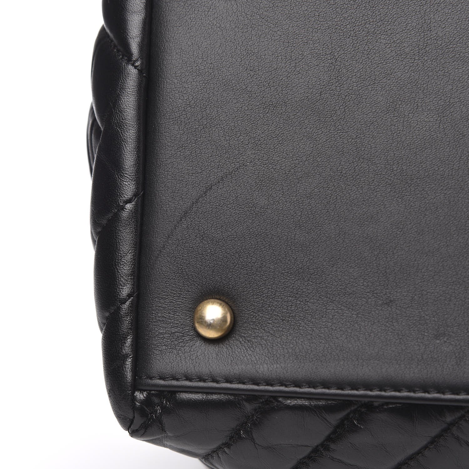 Chanel Aged Calfskin Chevron Large Coco Handle Shopping Tote Black 10 of 13