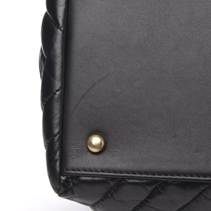 Chanel Aged Calfskin Chevron Large Coco Handle Shopping Tote Black 10 of 13