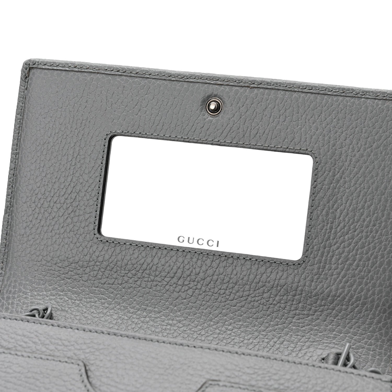 Gucci Dollar Calfskin Enamel Monochrome Mini GG Marmont Chain Wallet Deep Grey 7 of 12