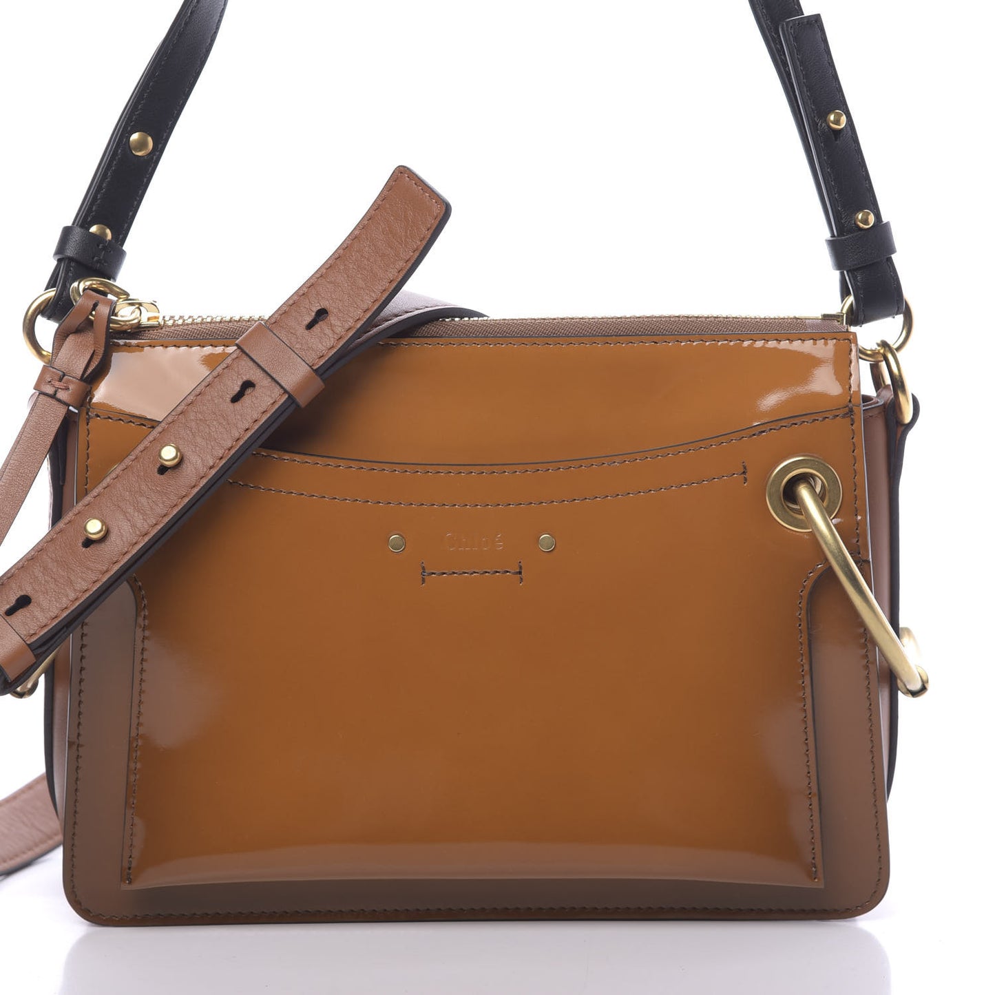 Glossy Lambskin Sfumato Small Roy Bag Caramel