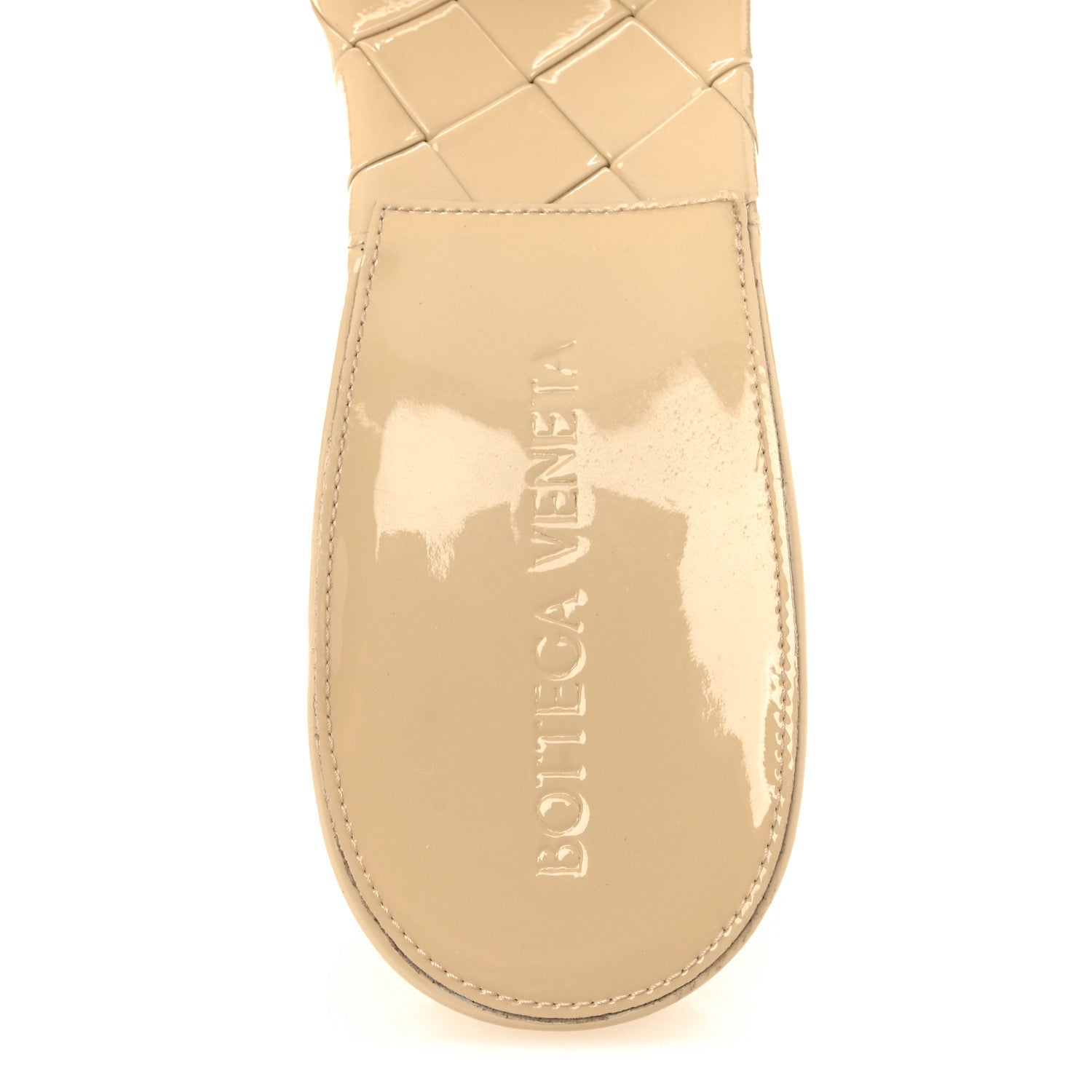 Bottega Veneta Ultra Gloss Patent Maxi Intrecciato Lido 90mm Mule Sandals 38.5 Beige 8 of 10