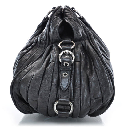 Miu Miu Leather Plisse Shopping Tote Black 4 of 10