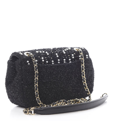 Chanel Tweed Pearl Mini Cosmos Flap Black 3 of 11