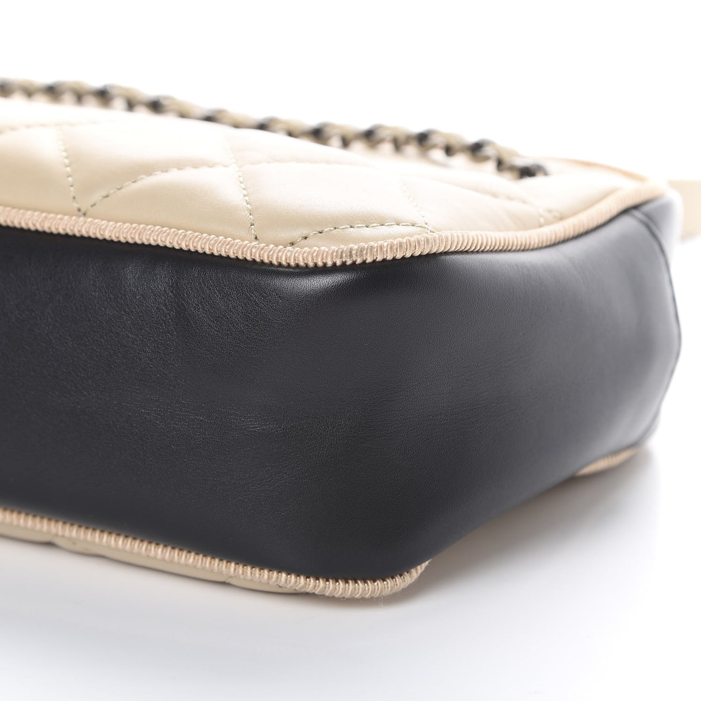 Lambskin Quilted Small Ballerine Camera Case Black Beige