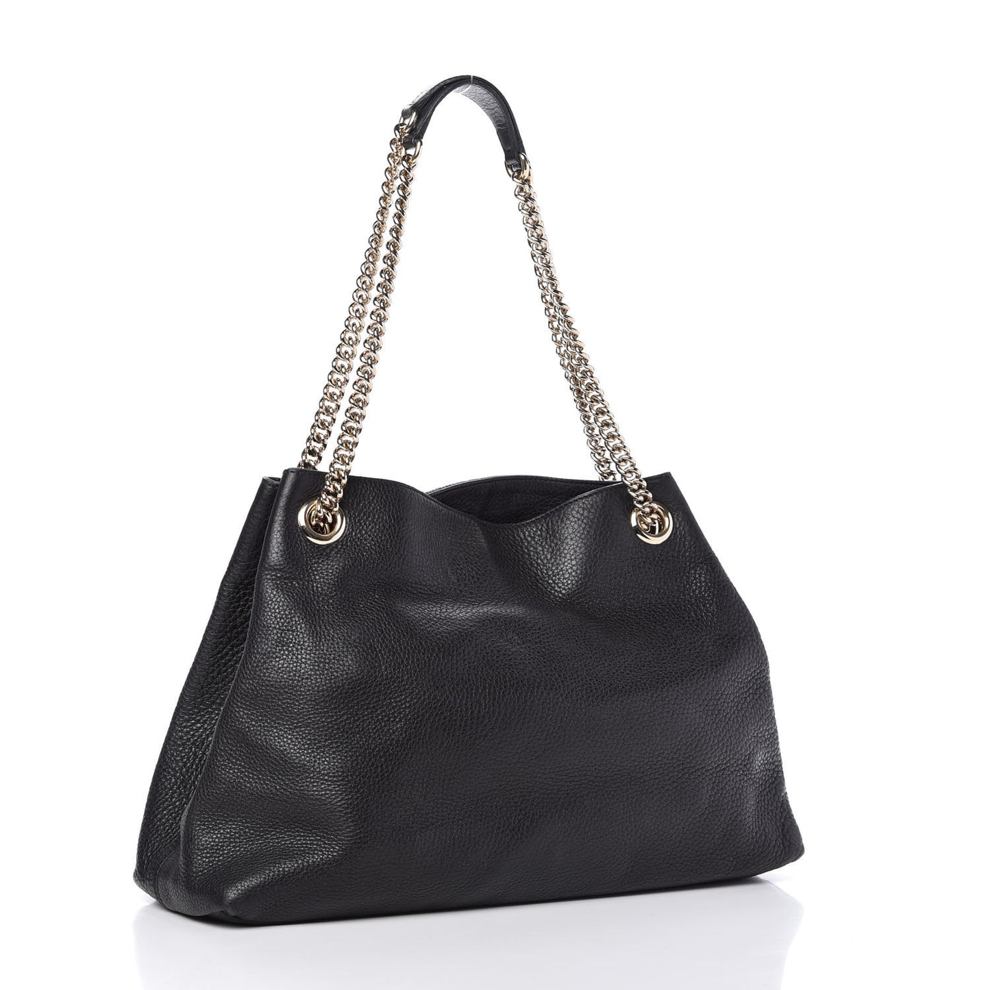 Pebbled Calfskin Medium Soho Chain Shoulder Bag Black