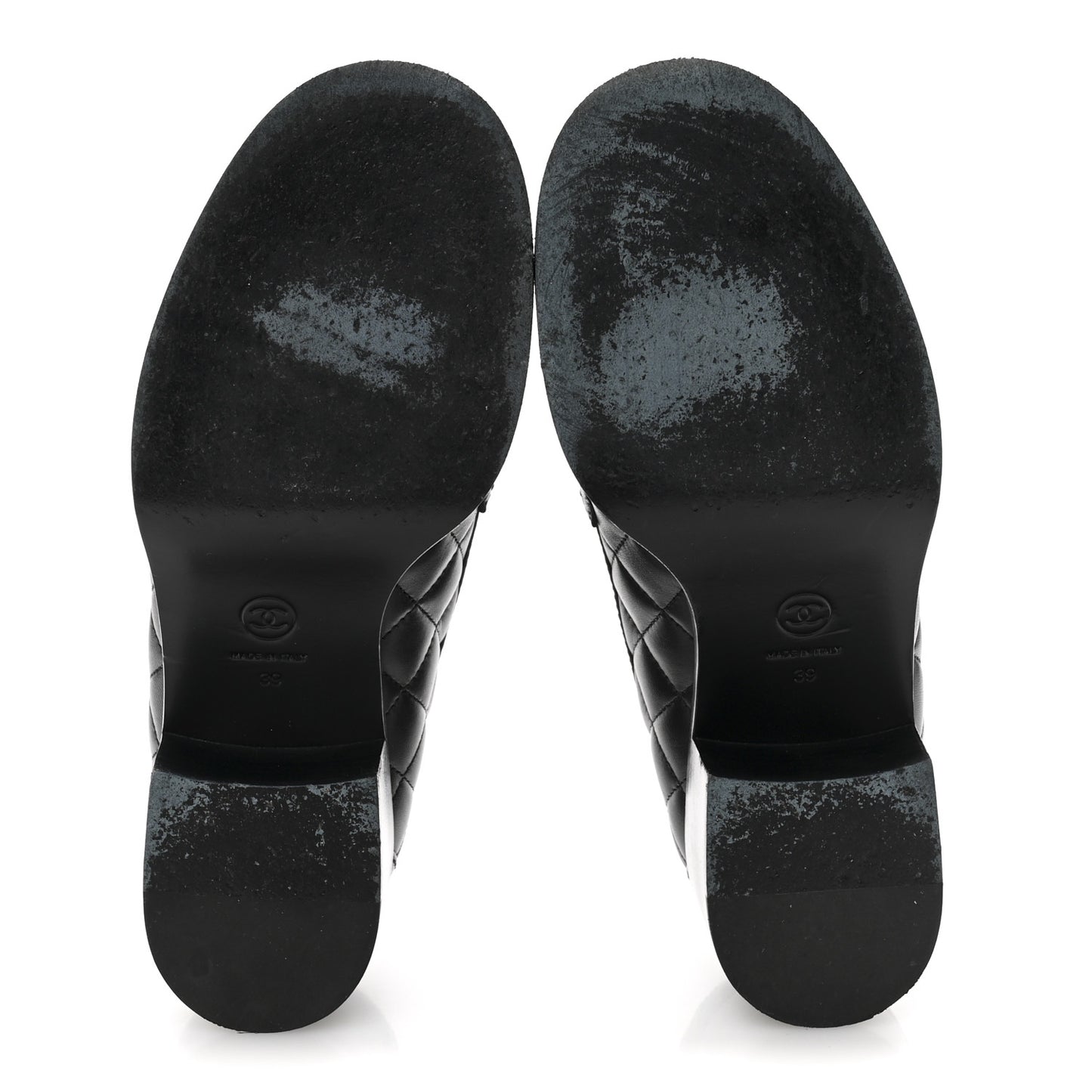 Lambskin Quilted CC Heart Loafers 39 Black