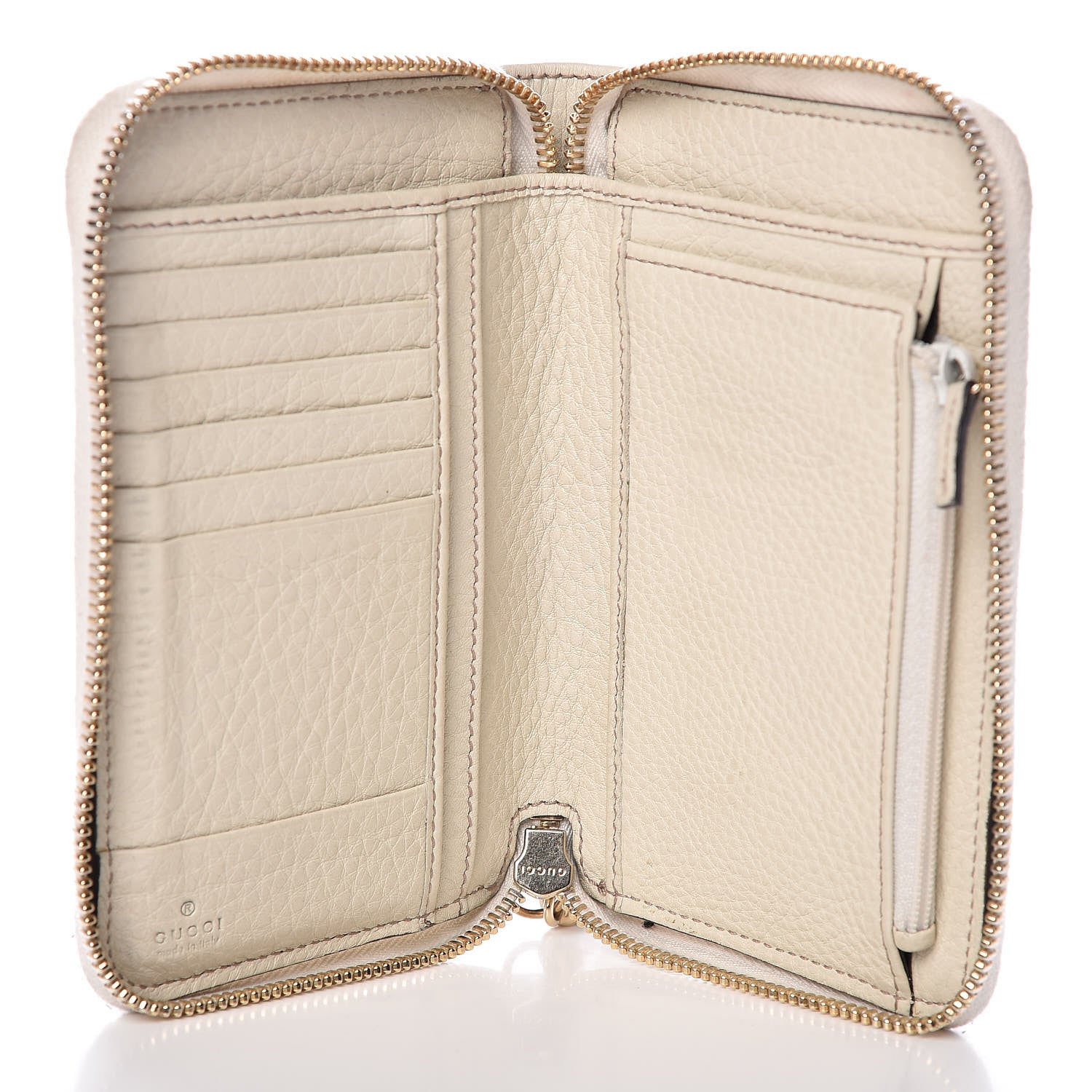 Gucci Pebbled Calfskin Medium Soho Zip Around Wallet Off White 5 of 9