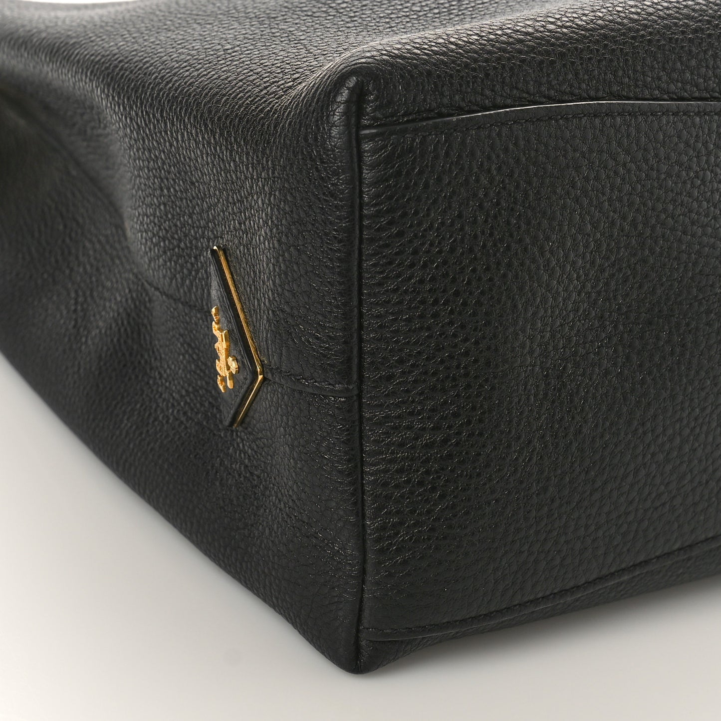 Vitello Phenix Embossed Logo Hobo Black