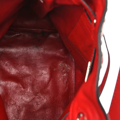 Prada Soft Calf Studded Bucket Bag Rosso 13 of 17