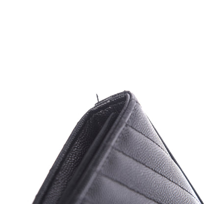 Saint Laurent Grain De Poudre Matelasse Chevron Monogram Chain Wallet Black 7 of 10