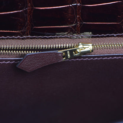 Hermes Shiny Porosus Crocodile Kelly Sellier 35 Havane 31 of 37