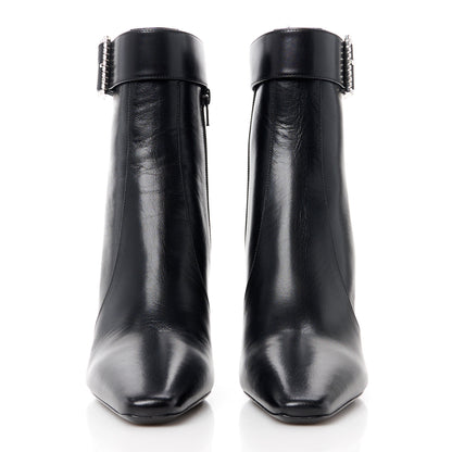 Saint Laurent Goatskin Crystal Buckle Claude 90 Ankle Booties 39 Black 2 of 10