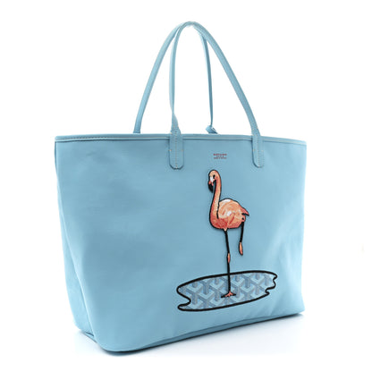 Goyard Goyardine Embroidered Flamingo Reversible Anjou PM Sky Blue 6 of 19