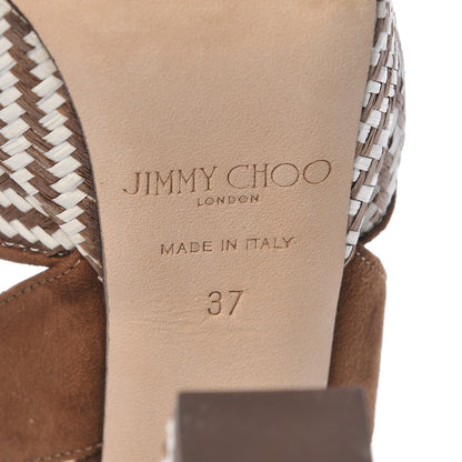 Jimmy Choo Woven Raffia April 120 Sandals 37 Cacao 8 of 10