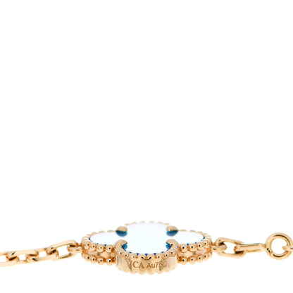 Van Cleef & Arpels 18K Yellow Gold Blue Agate 5 Motifs Vintage Alhambra Bracelet 3 of 5
