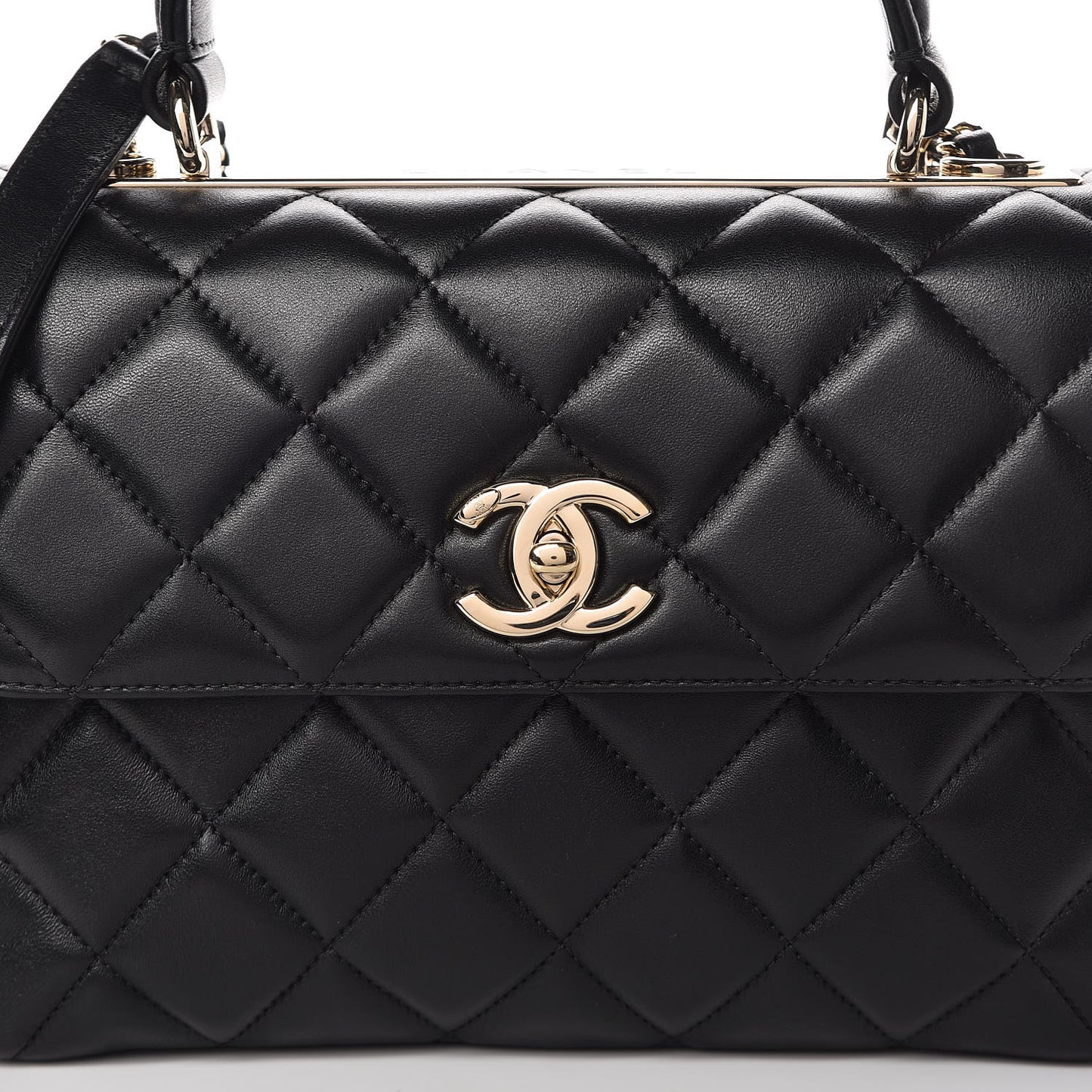 Lambskin Quilted Small Trendy CC Dual Handle Flap Bag Black