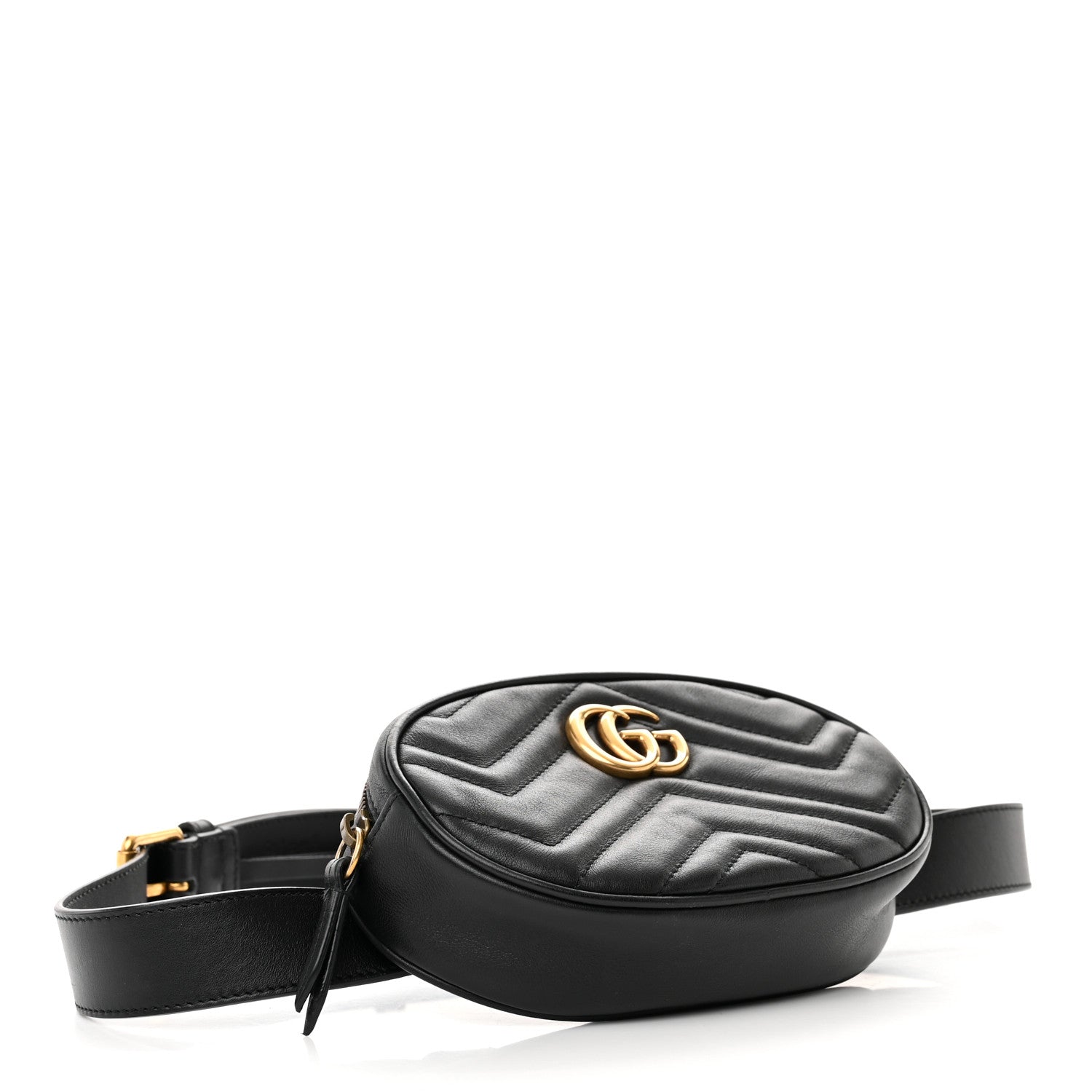 Gucci Calfskin Matelasse GG Marmont Belt Bag 95 38 Black 4 of 11