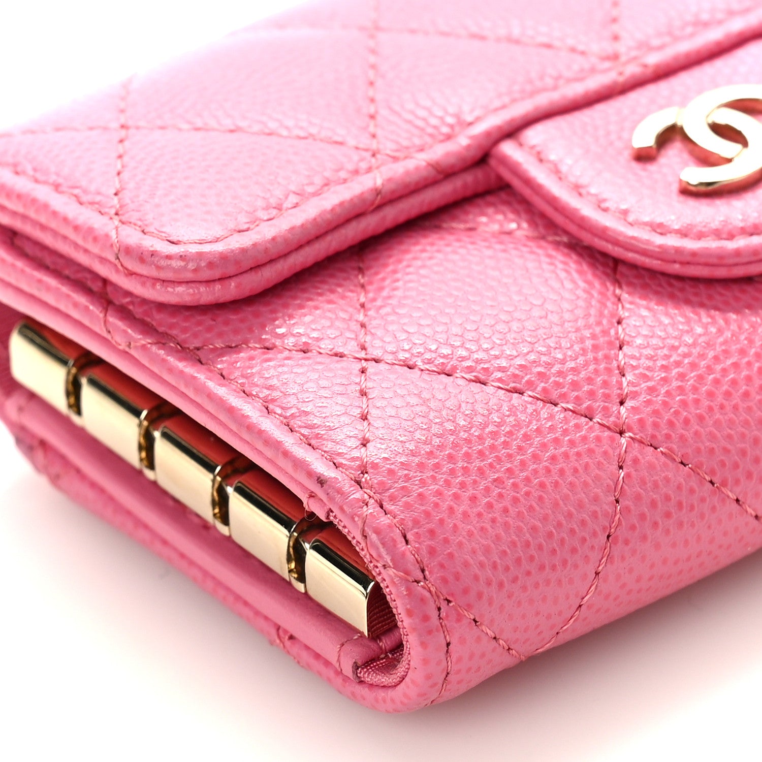 Chanel Caviar Quilted Classic 4 Key Holder Wallet Pink 9 of 10