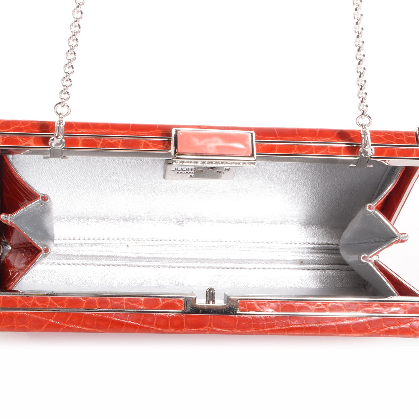 Crocodile Austrian Crystal Box Clutch Tangerine