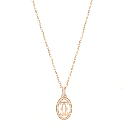 Cartier 18K Pink Gold Diamond Logo Paved Pendant Necklace 1 of 7