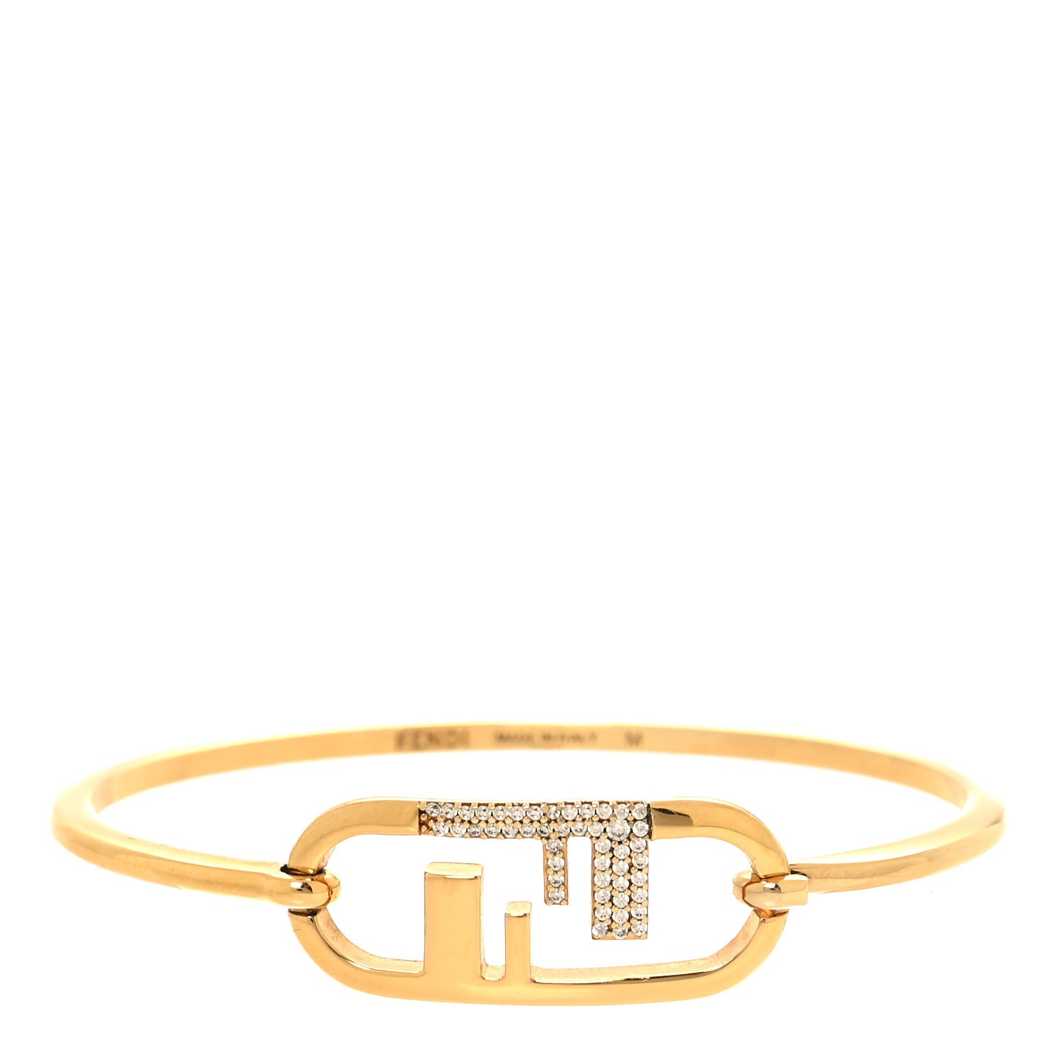 Fendi Metal Crystal O'Clock Bracelet M Gold 1 of 5