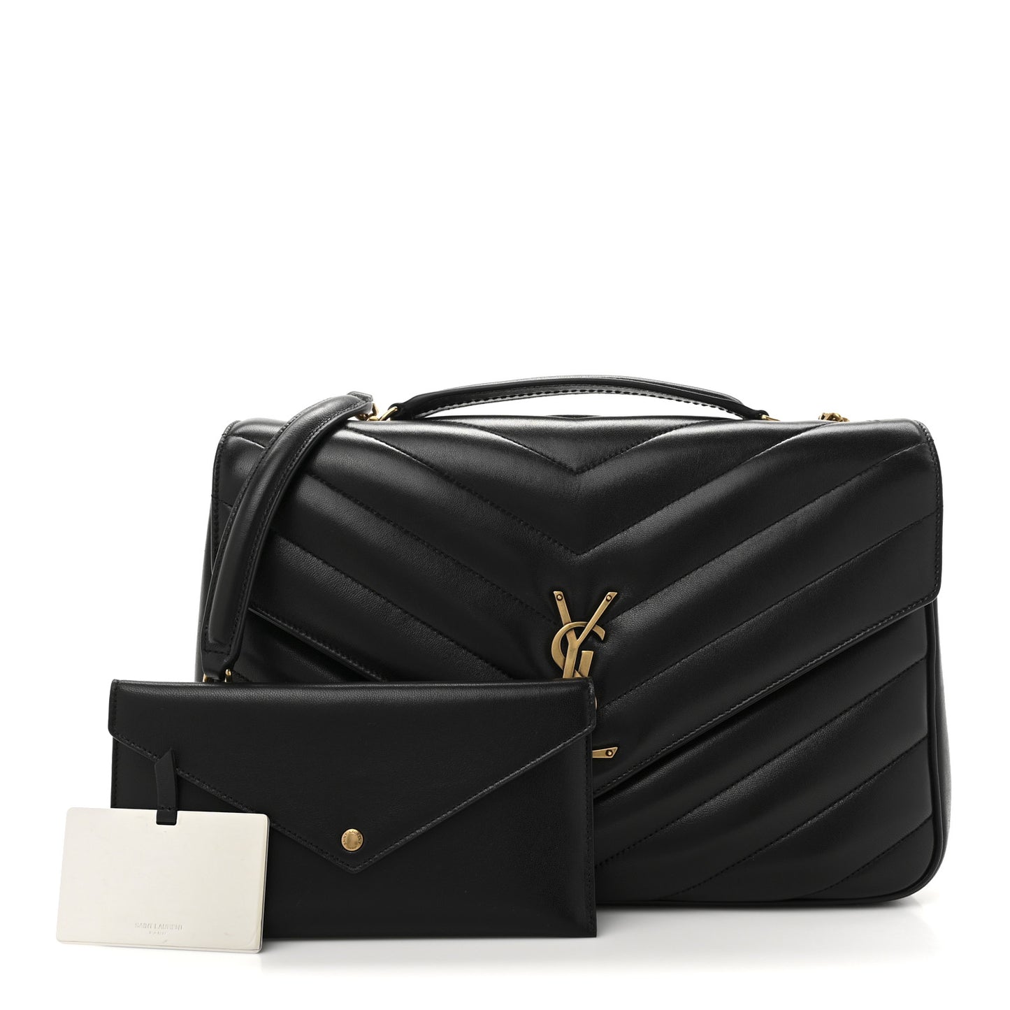 Lambskin Chevron Quilted Large Loulou Black