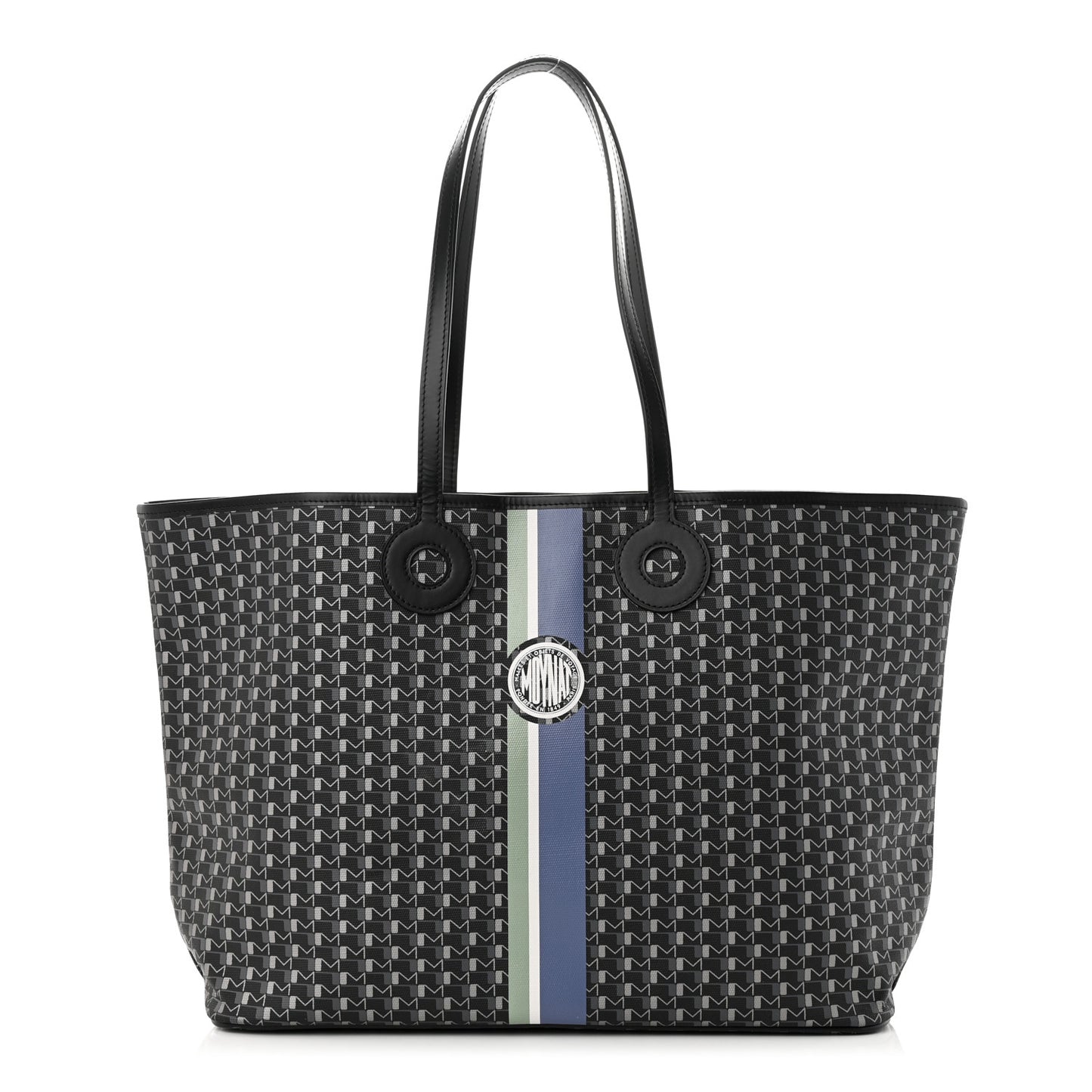 Grained Calfskin Canvas 1920 Oh! Tote Ruban GM Carbon Silver