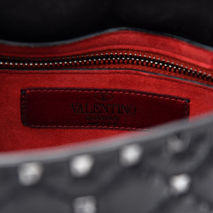 Valentino Garavani Craquele Nappa Medium Rockstud Spike Shoulder Bag Black 6 of 9