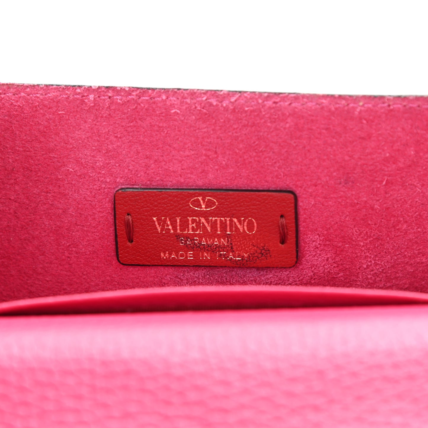 Grained Calfskin Rockstud Envelope Wallet on Chain Cyclamin