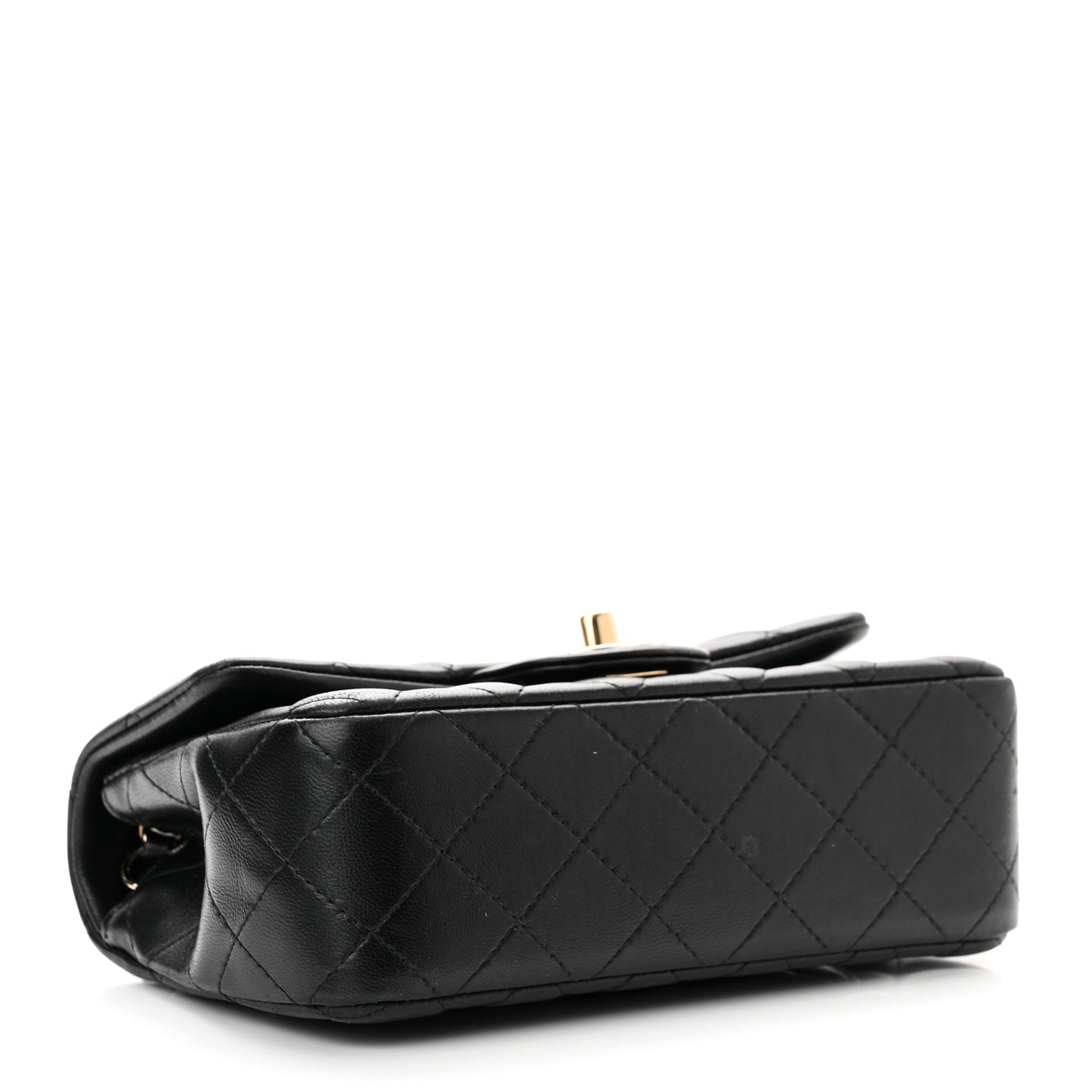 Lambskin Quilted Mini Rectangular Flap Black