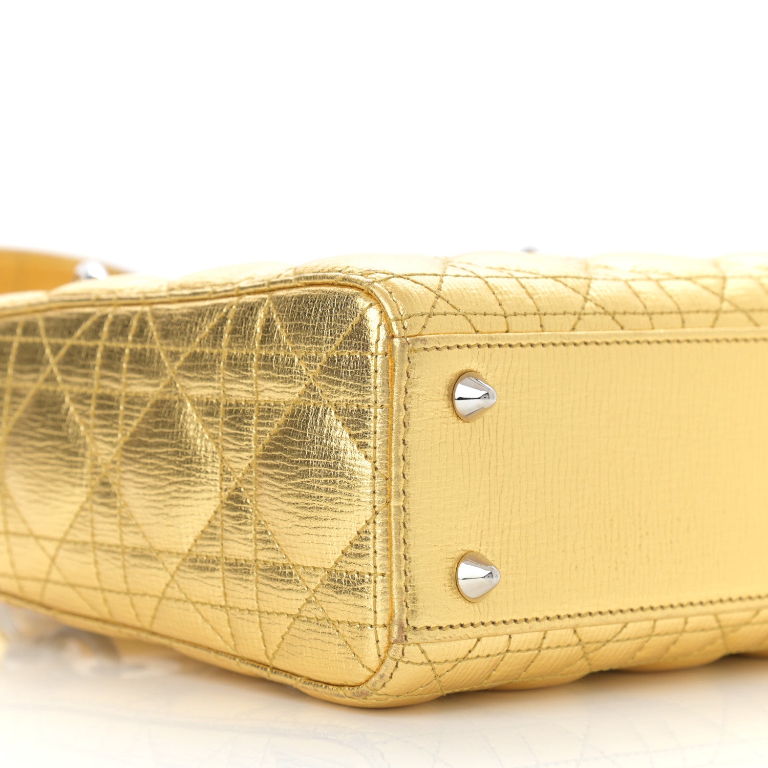 Christian Dior Metallic Grained Calfskin Cannage Small Lucky Badges My Lady Dior Gold 5 of 11