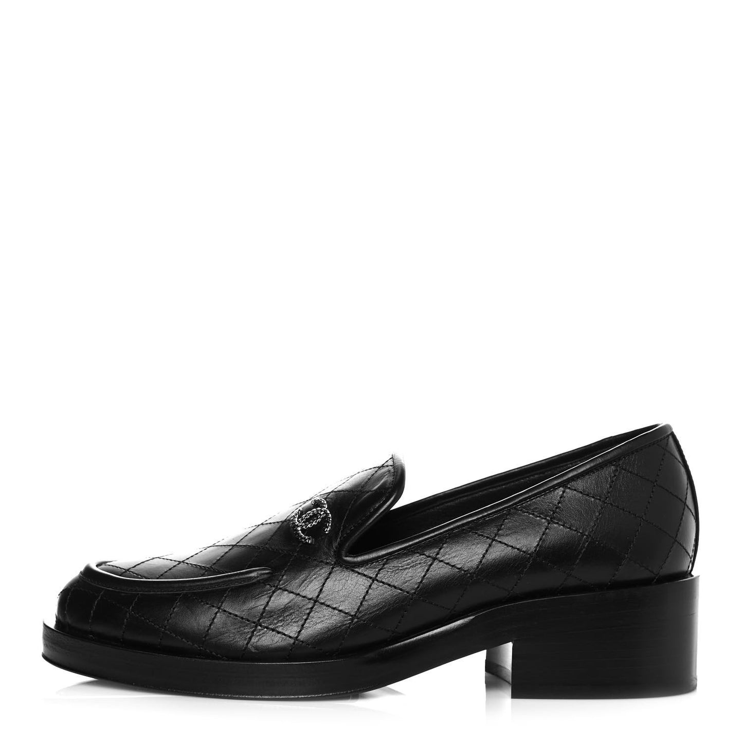 Calfskin Stitched CC Loafers 39 Black
