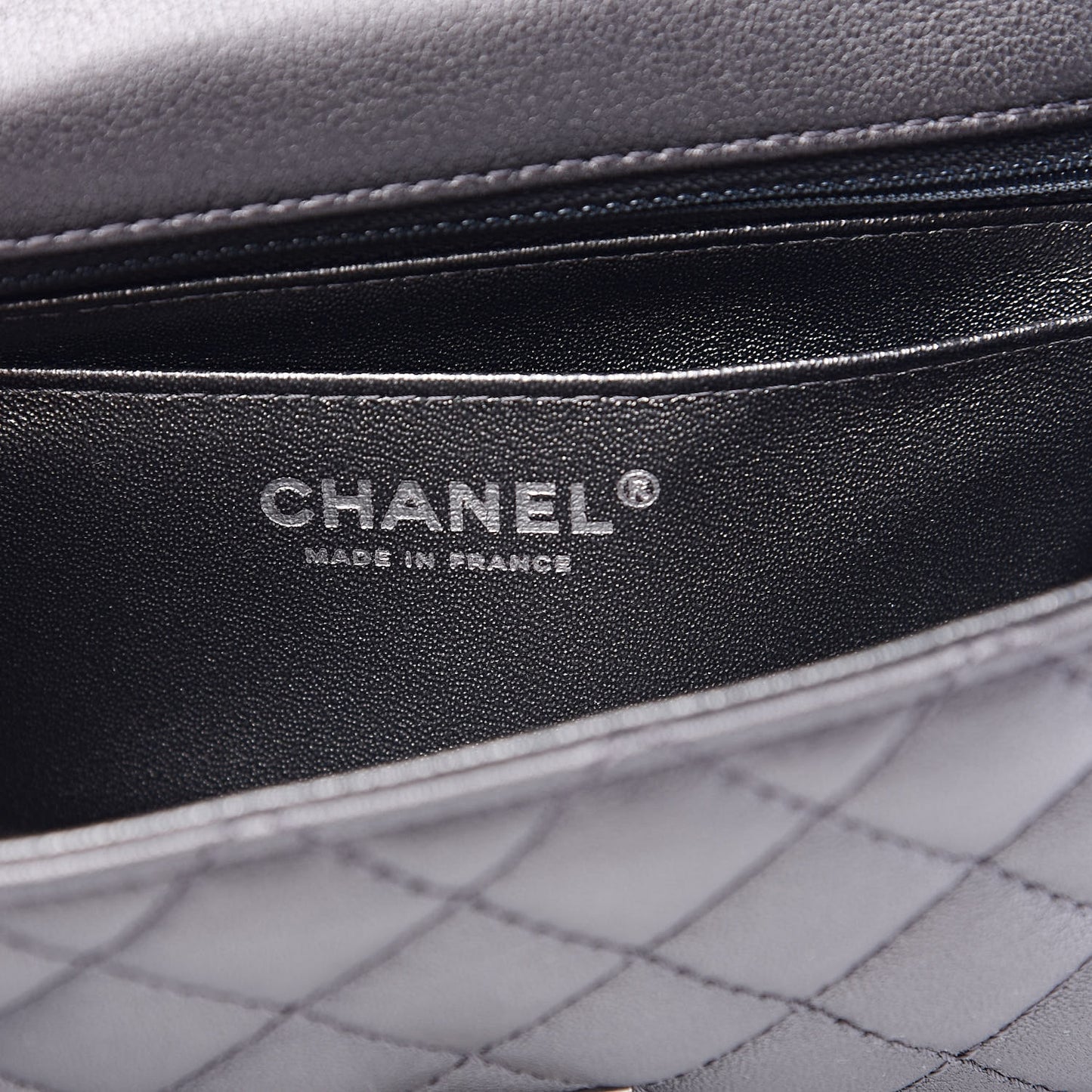 Metallic Sheepskin Quilted 2.55 Reissue Mini Flap Dark Grey