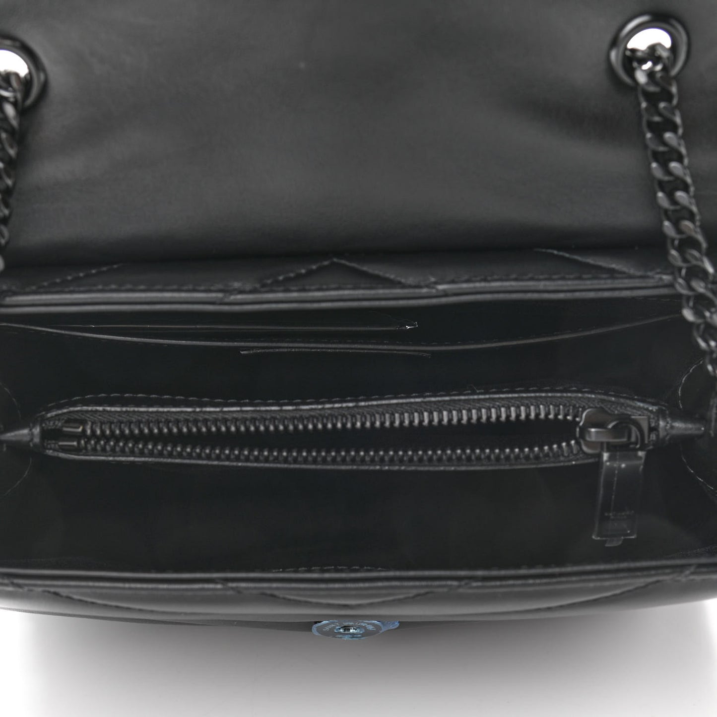 Calfskin Y Quilted Monogram Small Loulou Chain Satchel Black