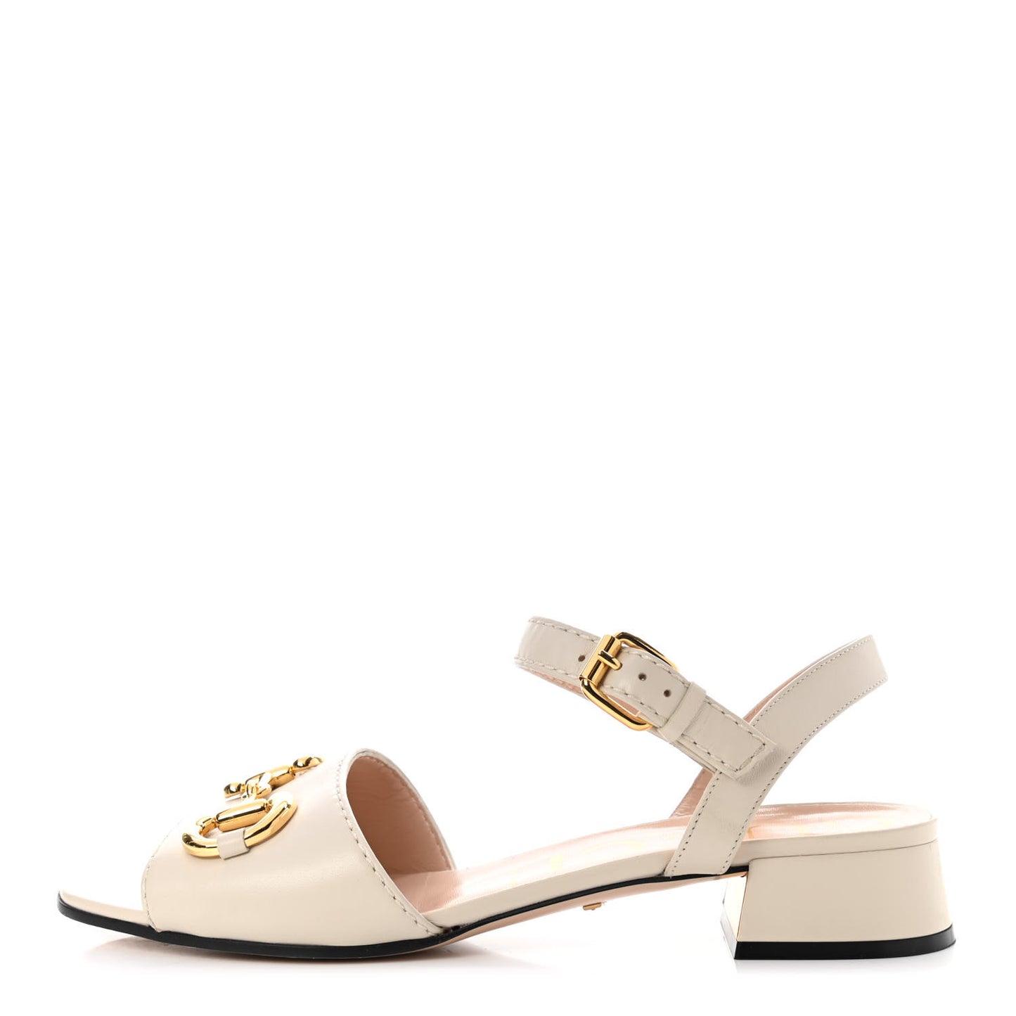 Nappa Charlotte Horsebit Block Heel 45mm Sandals 40 Mystic White