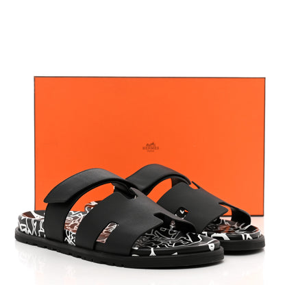 Hermes Epsom Calfskin Graff Hermes Mens Chypre Sandals 44 Black 10 of 10