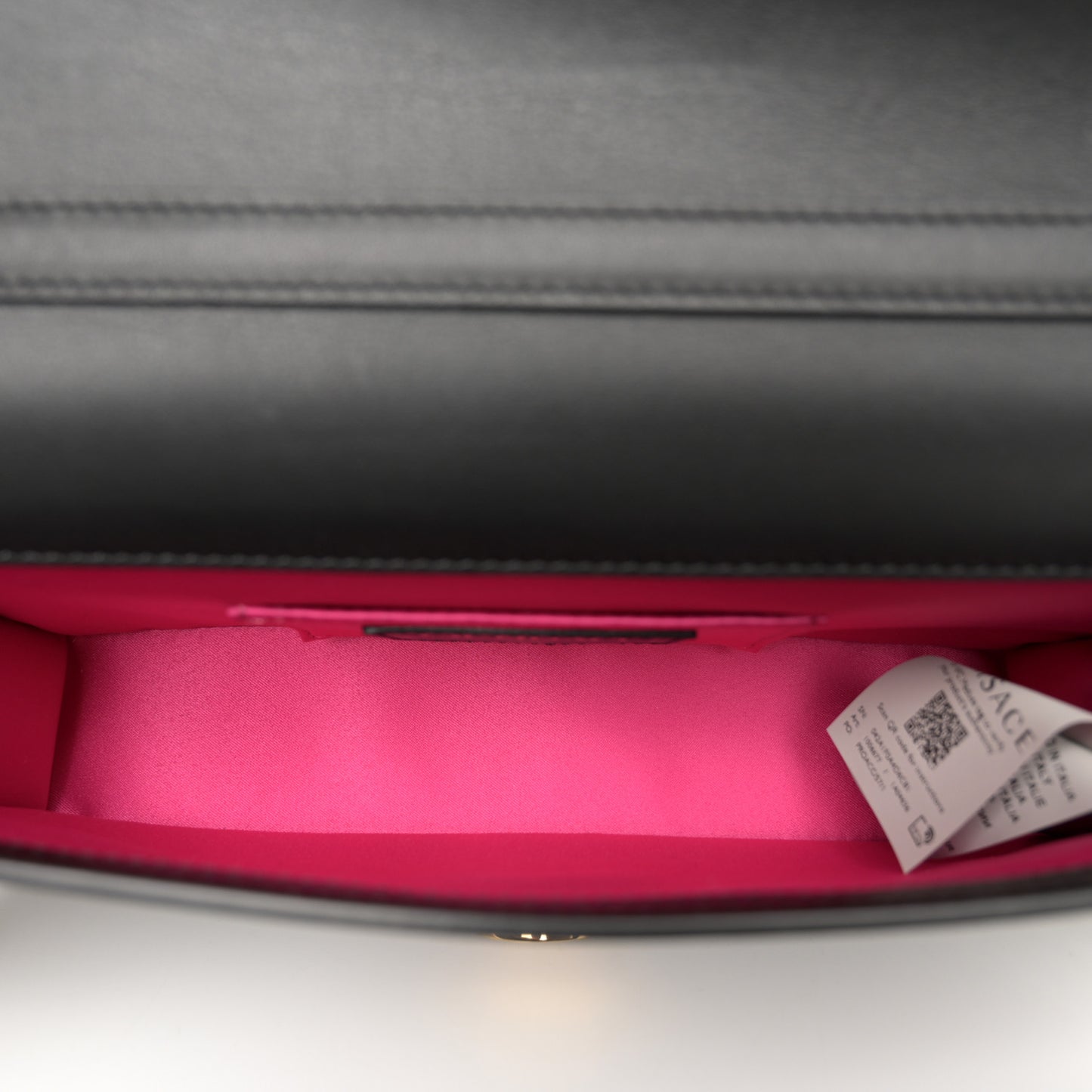 X VERSACE Vitello Seta Fendace Brooch Baguette Black