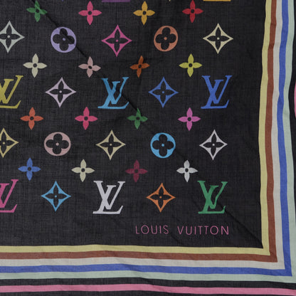 Louis Vuitton Cotton Monogram Multicolor Square Bandana Scarf Black 1 of 6