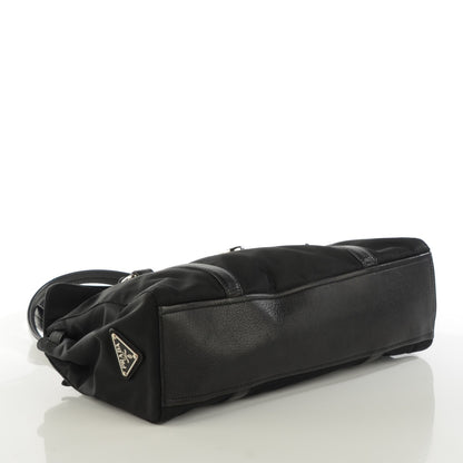 Prada Tessuto Nylon Vitello Foldover Pushlock Satchel Black 4 of 8