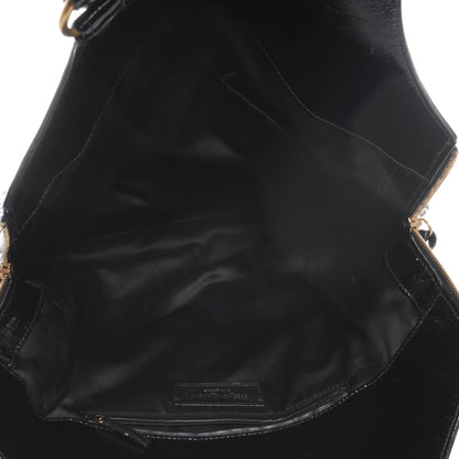 Saint Laurent Patent Crocodile Embossed Tribute Tote Black 4 of 6