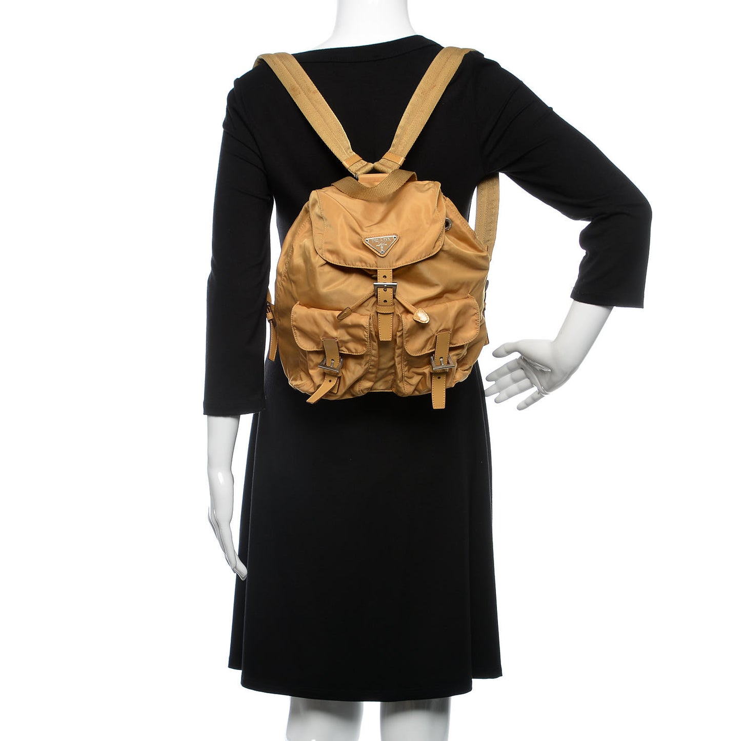 Tessuto Nylon Vela Small Backpack Gold