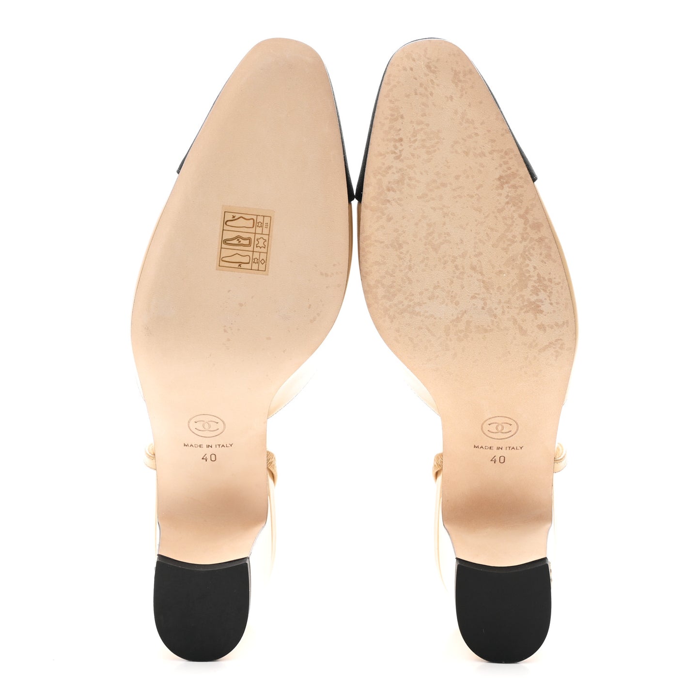 Goatskin Grosgrain Cap Toe CC Slingback Pumps 40 Beige Black